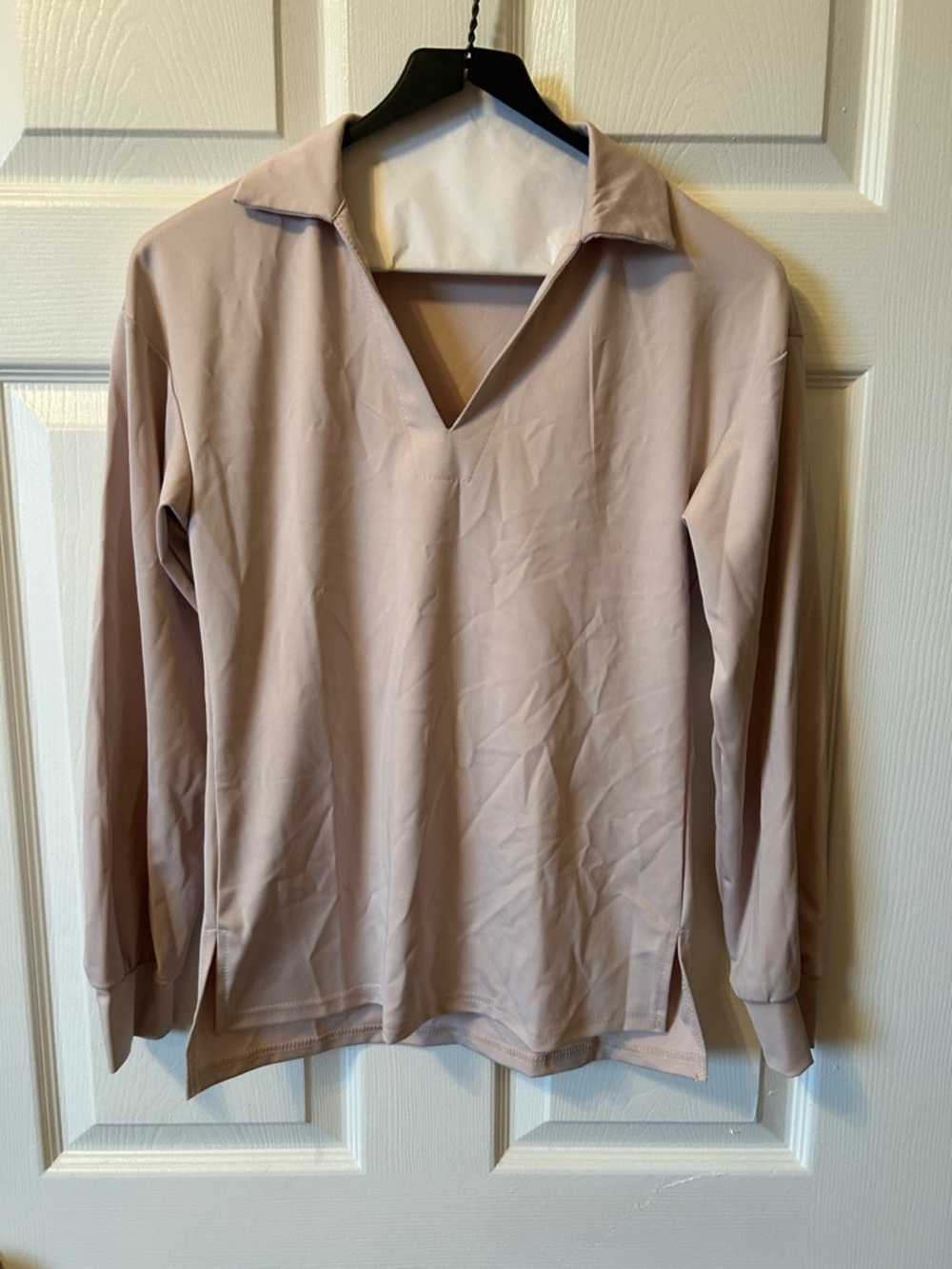 V-Neck Long Sleeve Set in Light Mauve